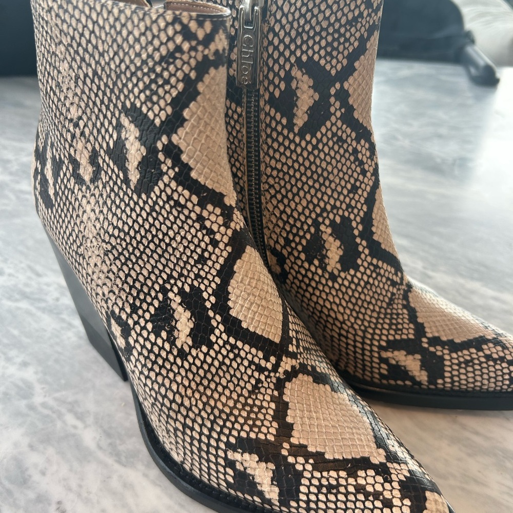 Chloe Snakeskin Booties